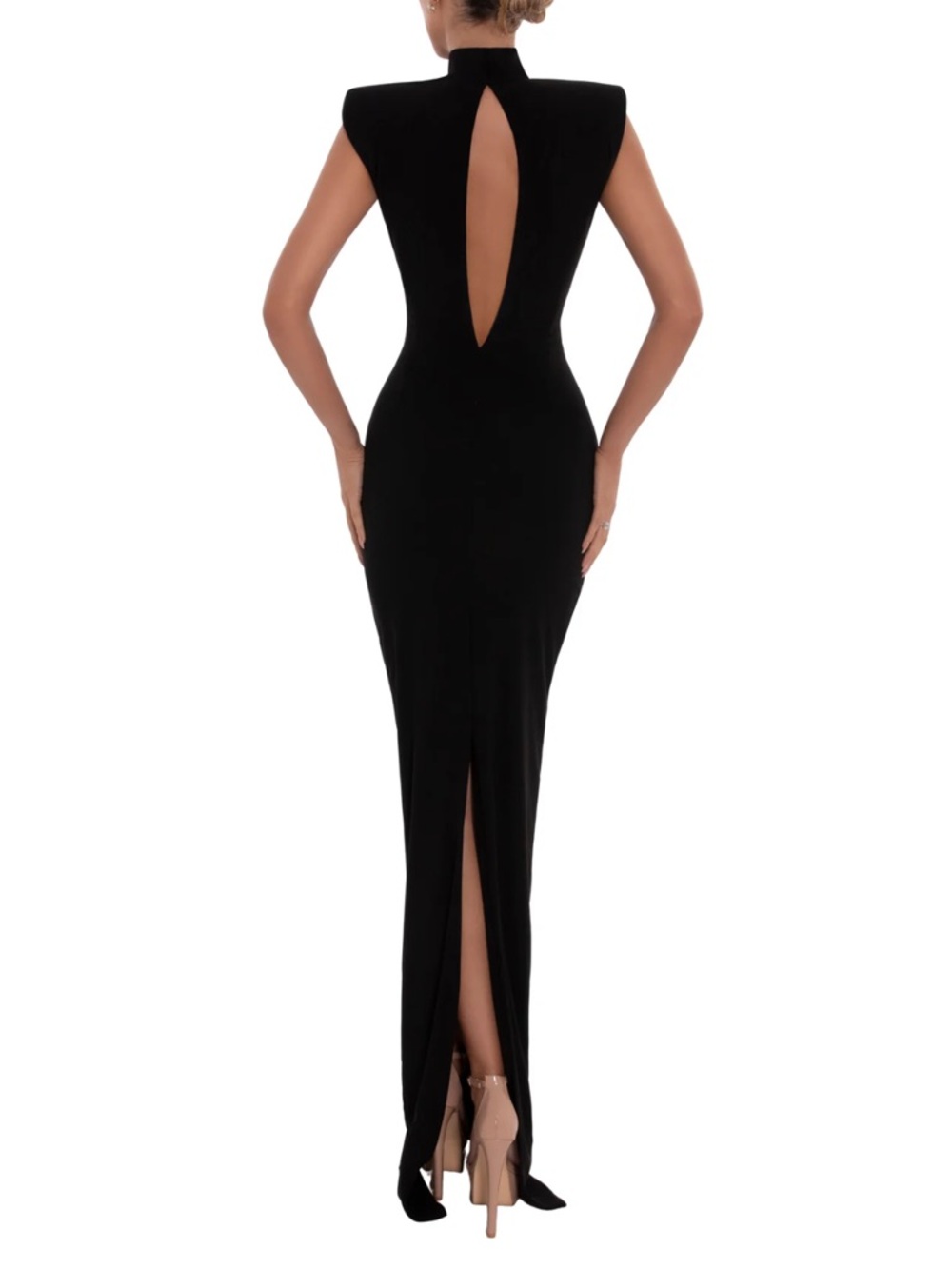 Black Maxi Dress with Gold Embellished Cutouts - Picture 6 of 6